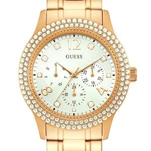 ROSE GOLD-TONE RHINESTONE SPORT WATCH
